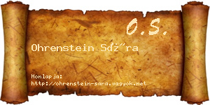 Ohrenstein Sára névjegykártya